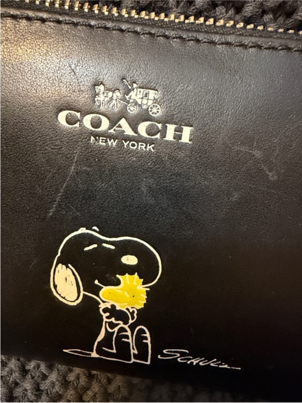 Coach x Peanuts Black Leather Long Wallet organizer - Picture 4 of 6